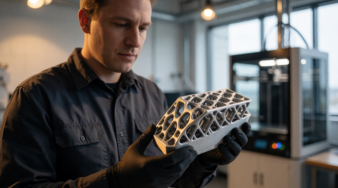 Engenheiro analisando peça impressa em 3D em Diadema