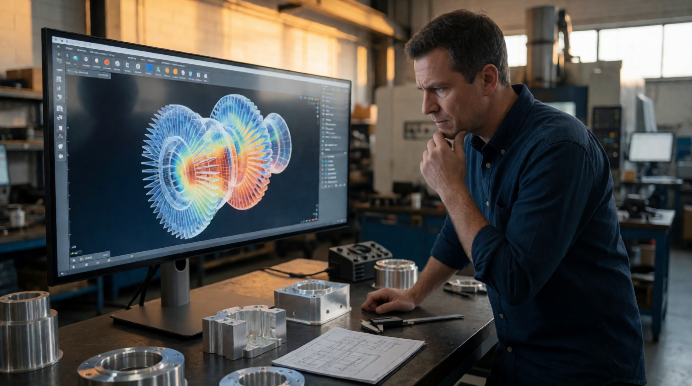 Engenheiro analisando dados de escaneamento 3D em software especializado