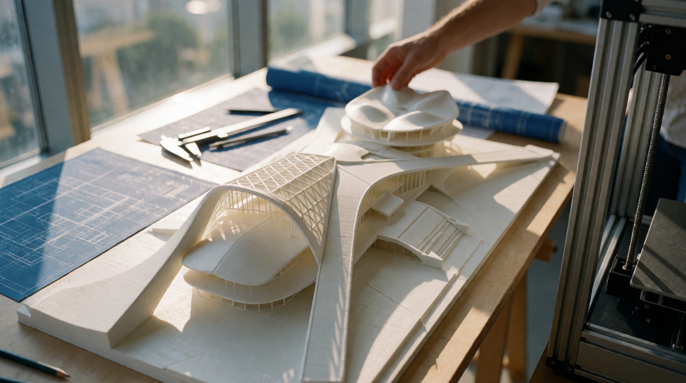 Maquete arquitetônica impressa em 3D para projeto em Brasília