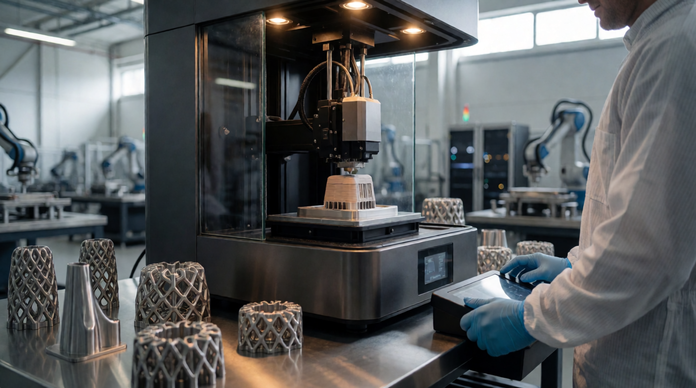 Impressora 3D industrial em operação em Diadema