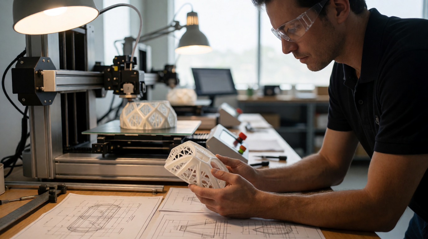 Profissional realizando orçamento de peça 3D em Brasília