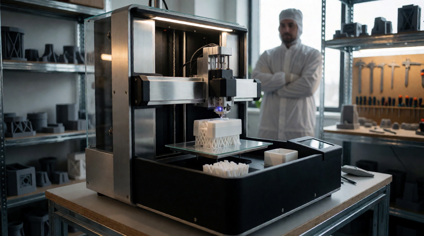 Impressora 3D produzindo peças na cidade Vitória da Conquista