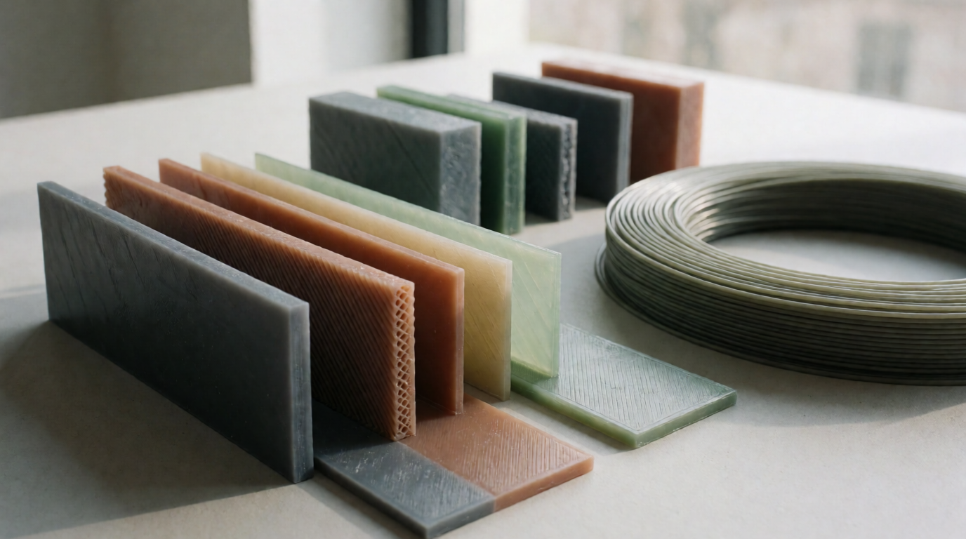 Amostras de materiais para impressão 3D organizados em mostruário