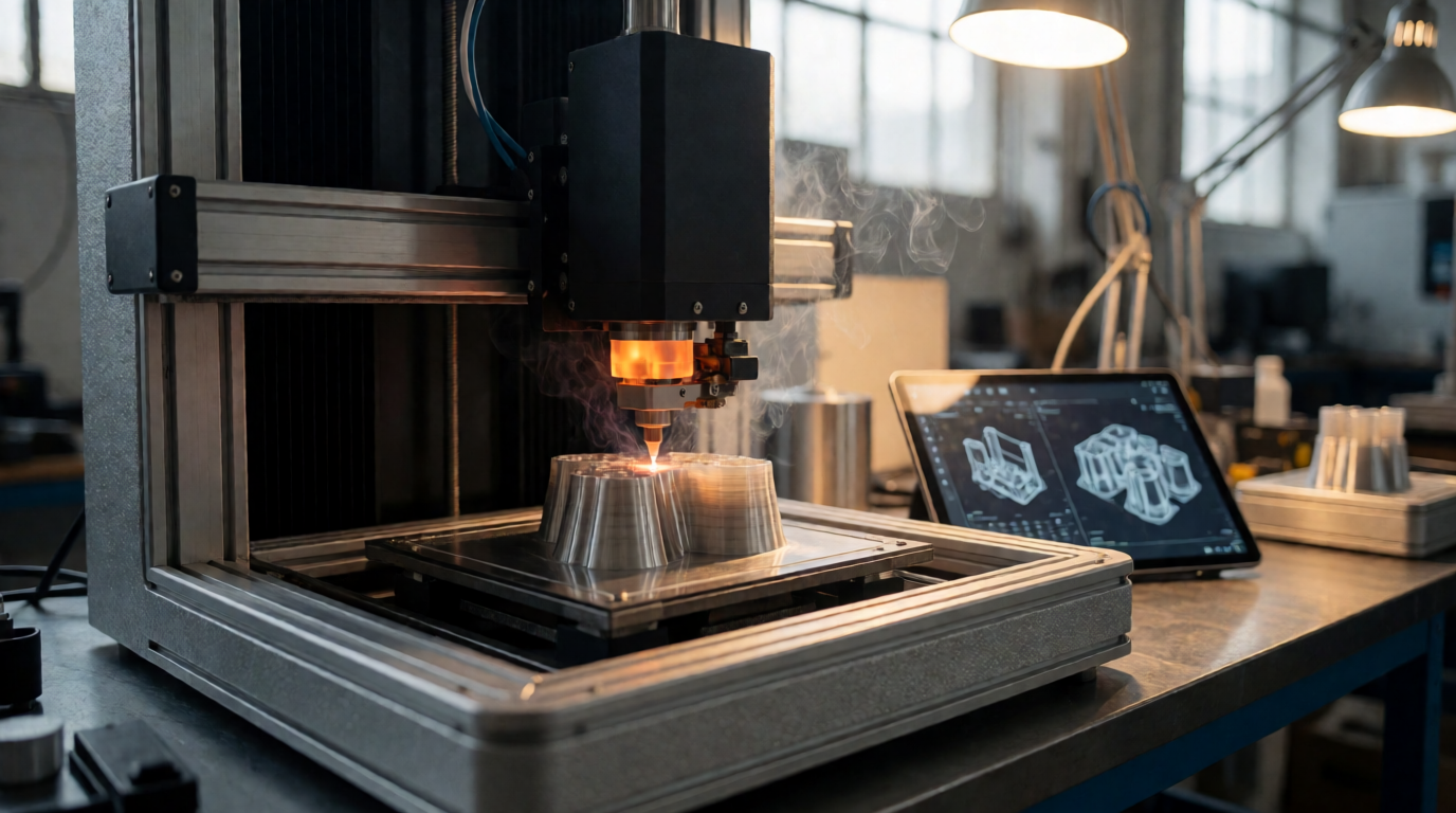 Impressora 3D fabricando peças industriais