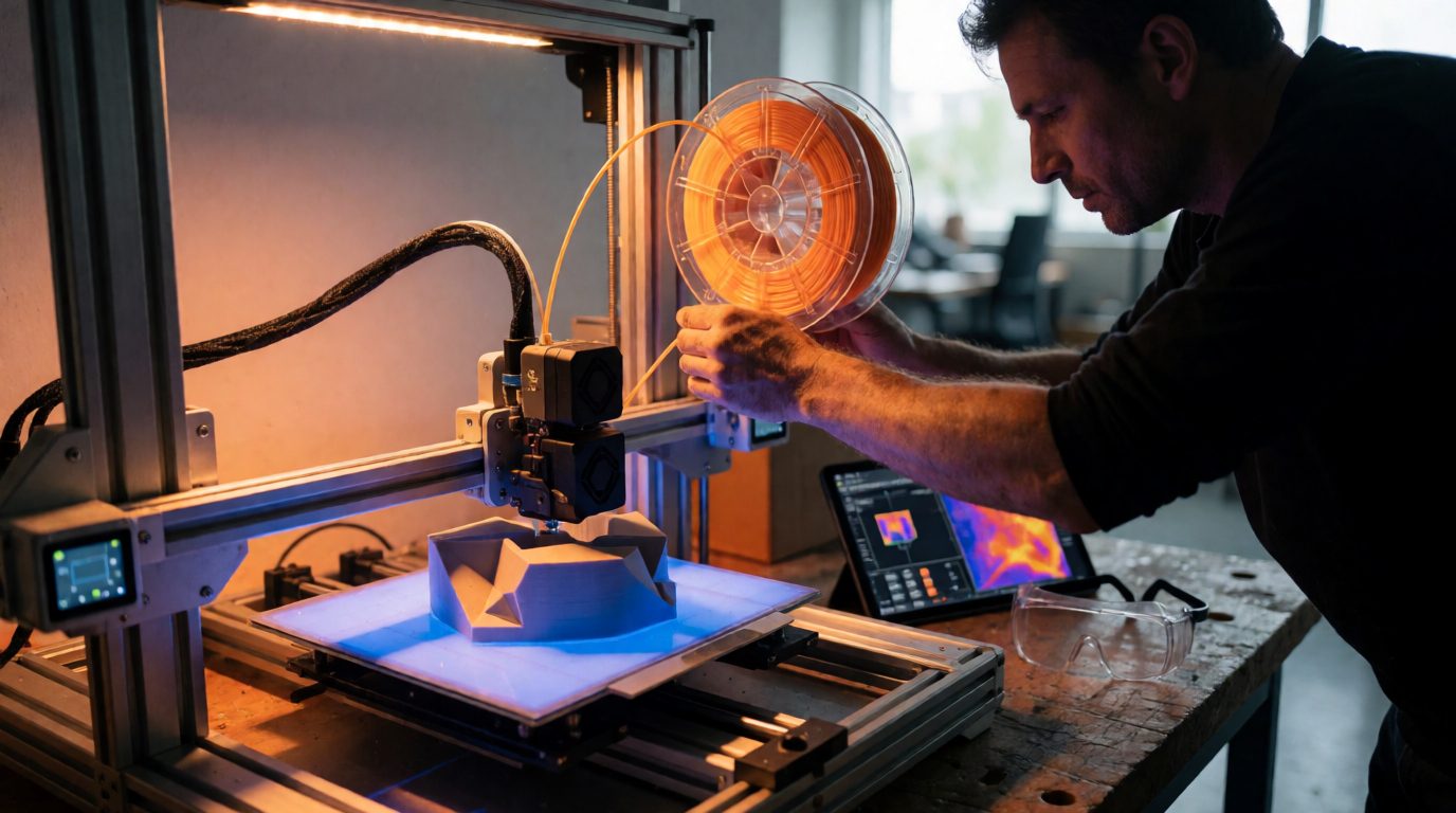 Profissional operando impressora 3D em Palmas TO