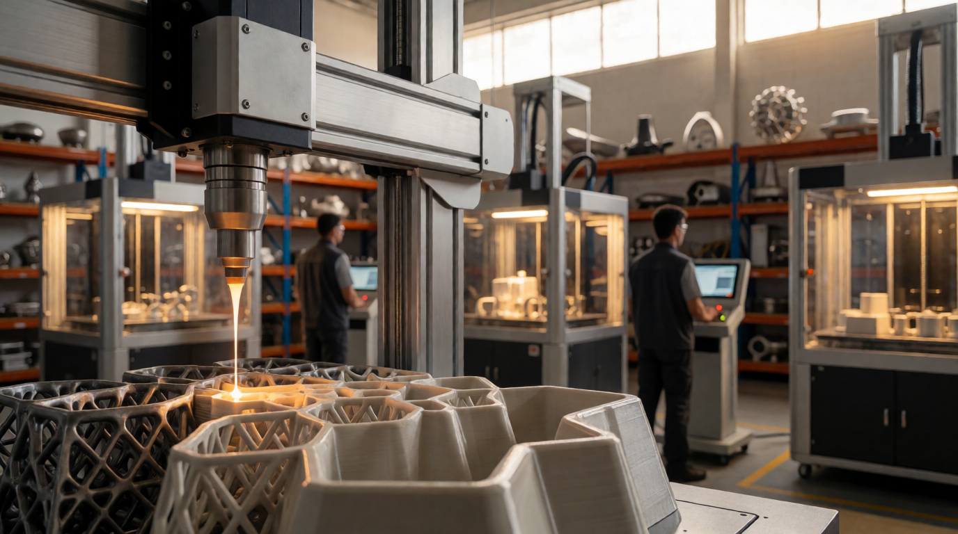 Linha de produção com impressora 3D industrial em Joinville