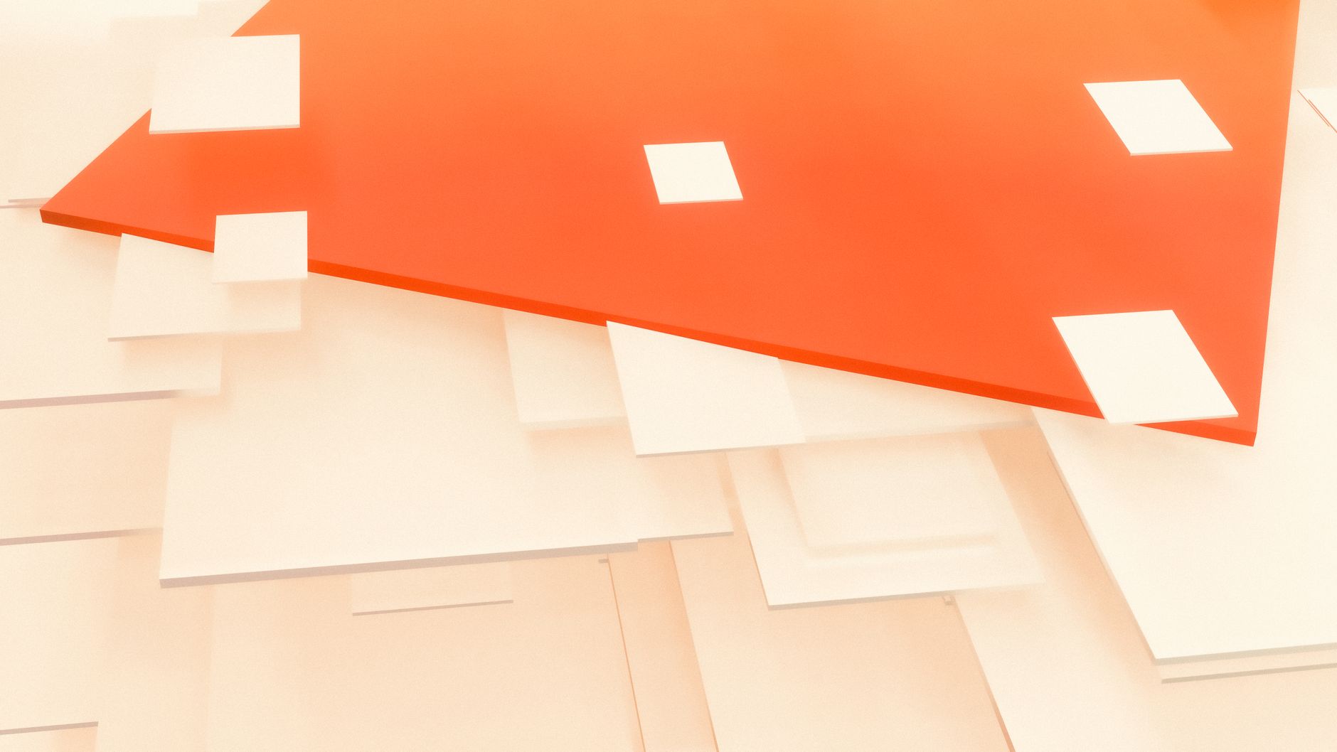 Geometric abstract composition with red and white layers creating a modern 3D effect.