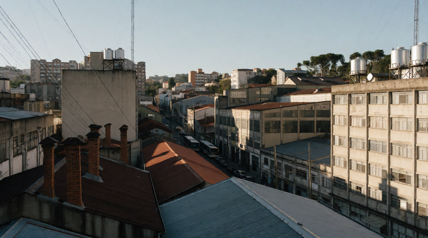 Vista aérea de Caxias do Sul, polo industrial no Rio Grande do Sul
