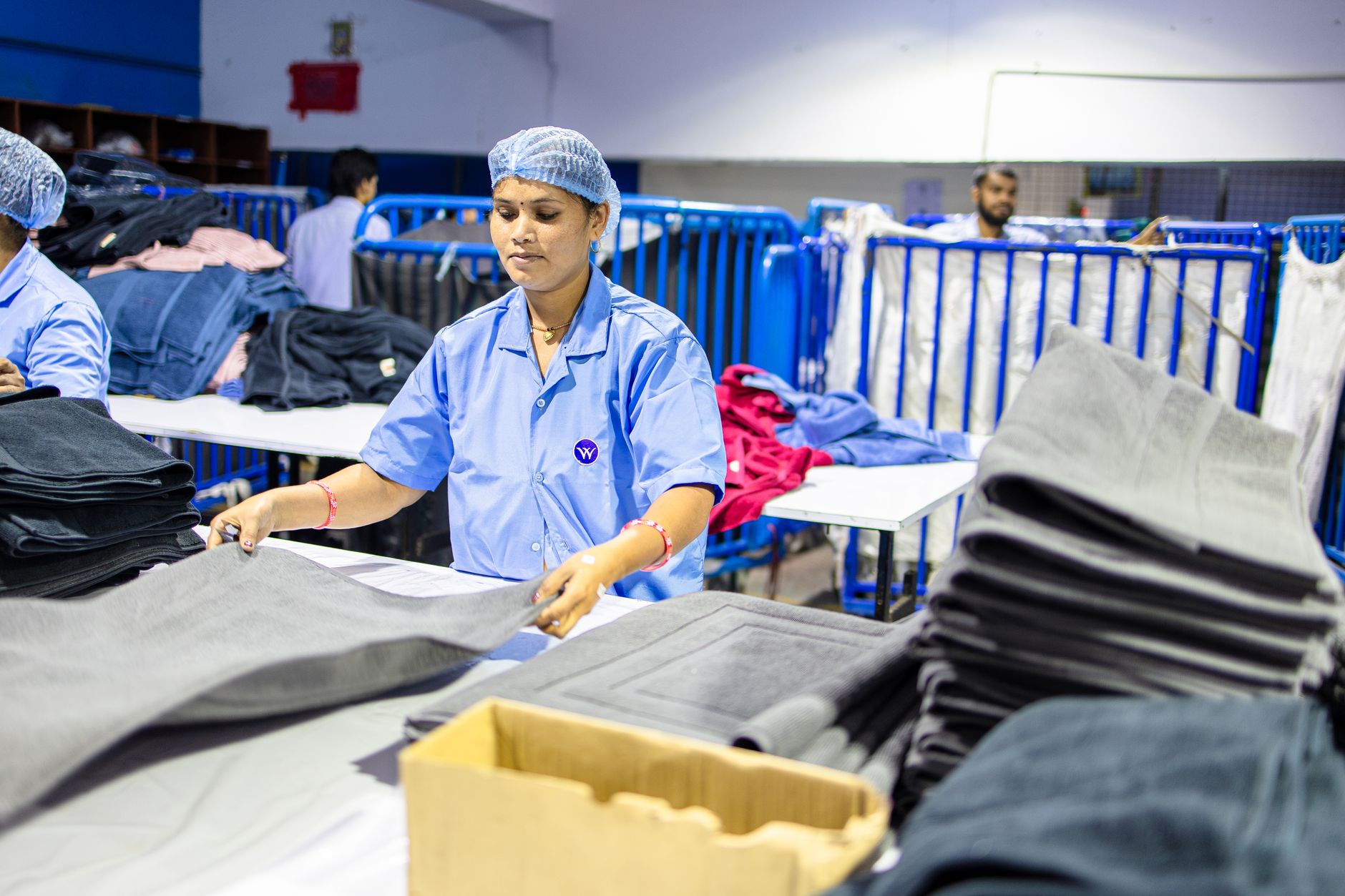 Linha de produção em fábrica têxtil