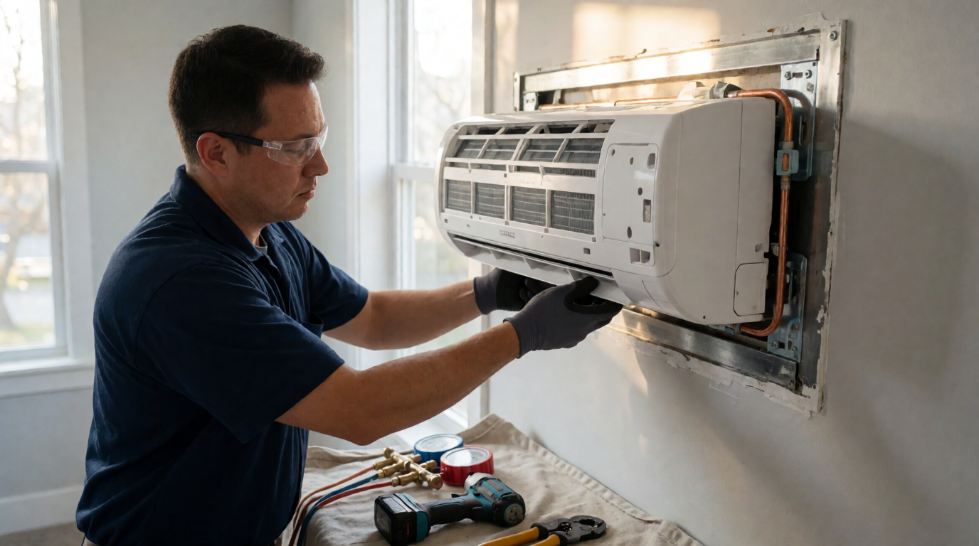 Instalação profissional de ar-condicionado split em residência