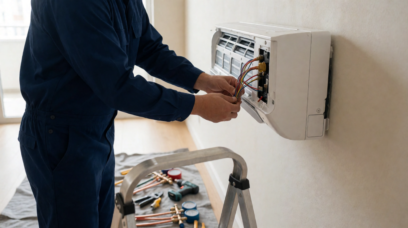 Instalação profissional de ar condicionado em apartamento