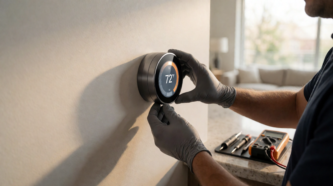 Painel de controle digital de ar-condicionado em residência