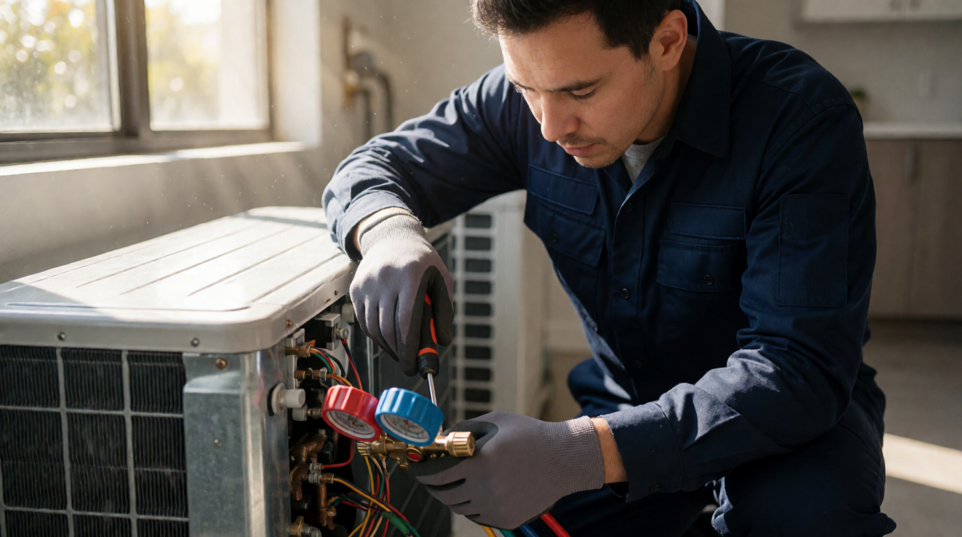 Técnico realizando manutenção em ar-condicionado em Montes Claros