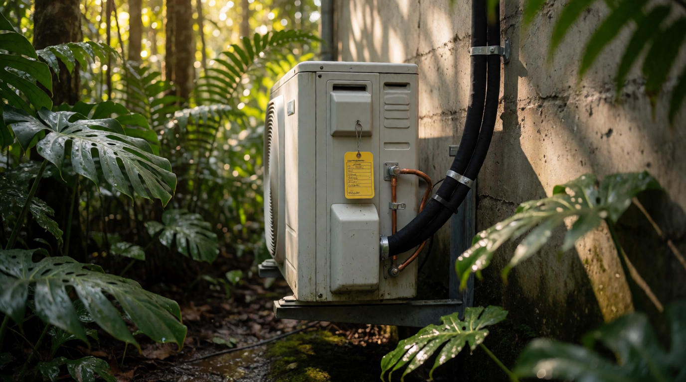 Unidade externa de ar-condicionado instalada em Manaus