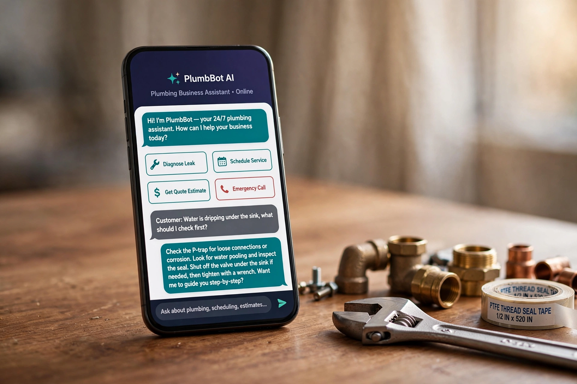 business technology office ai customer acquisition bot plumbing
