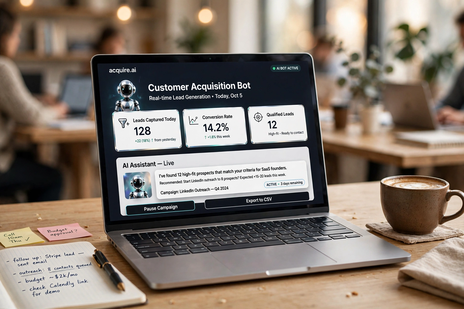 business technology office ai customer acquisition bot saas