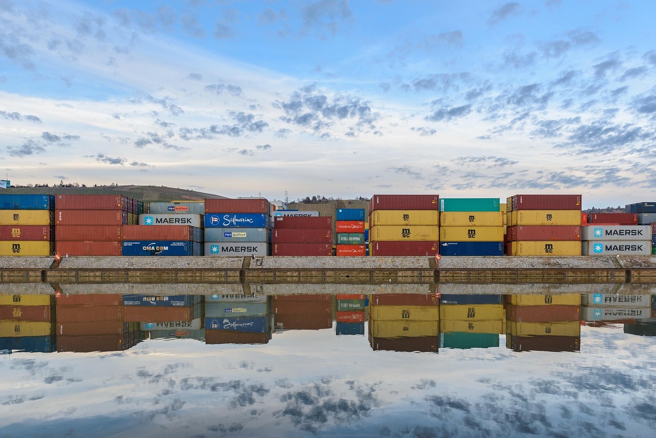 container, port, container terminal, container transshipment point, cargo handling, container handling, neckar, stuttgart, heaven, blue, container, container, container, container, container, port, container terminal, container terminal, stuttgart