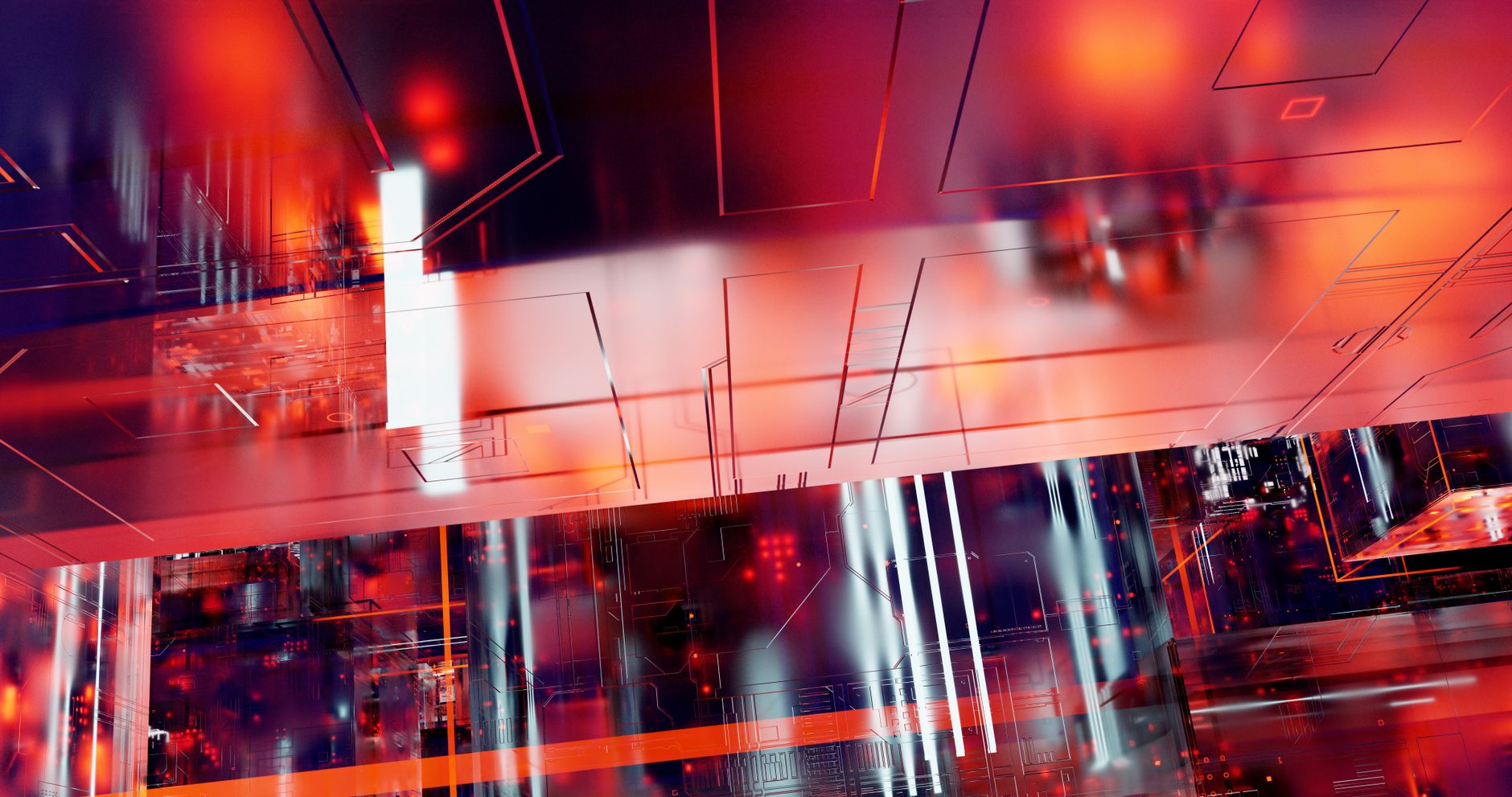 Vibrant abstract depiction of digital circuits and technology.