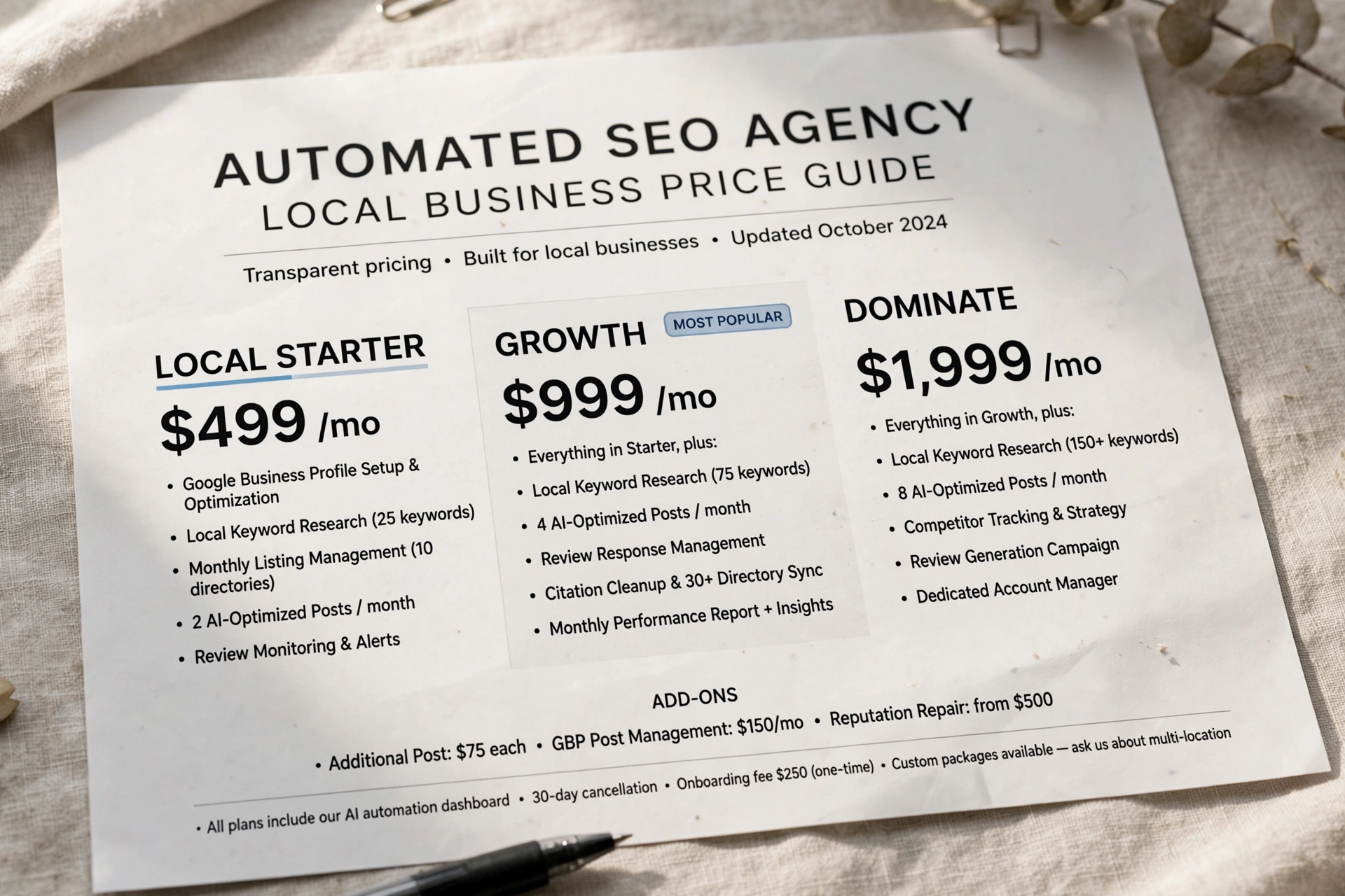 business technology office automated seo agency local price