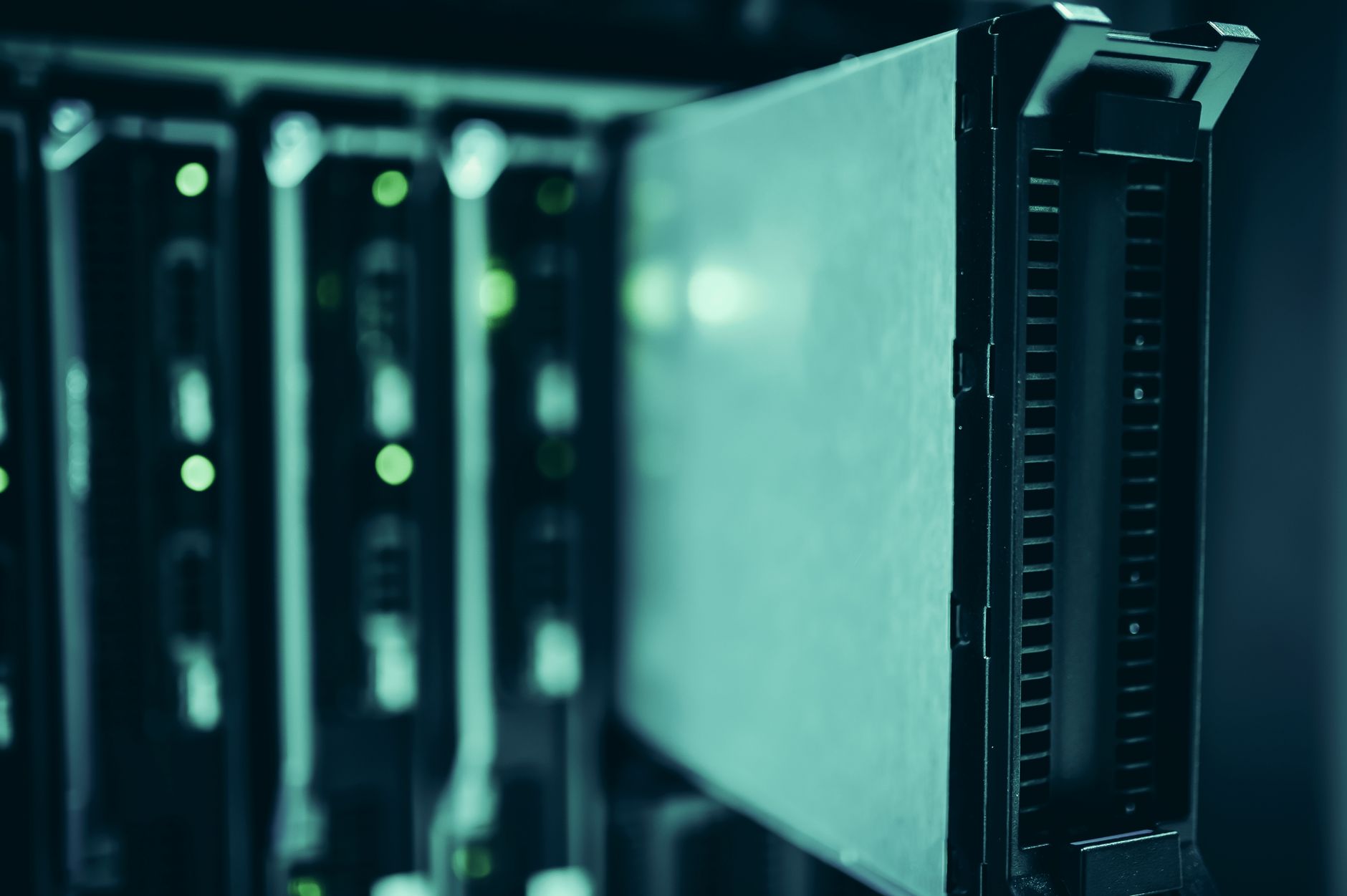 Close-up of server racks in a data center highlighting modern technology infrastructure.