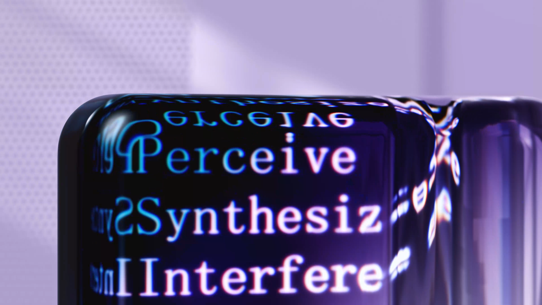 Futuristic abstract artwork showcasing AI concepts with digital text overlays.