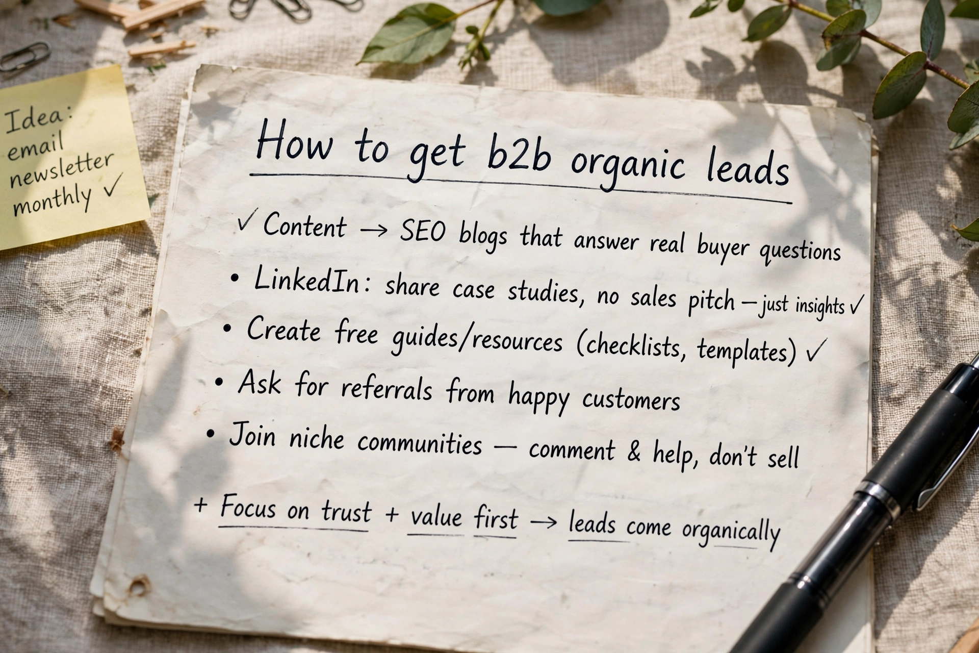 How to get b2b organic leads