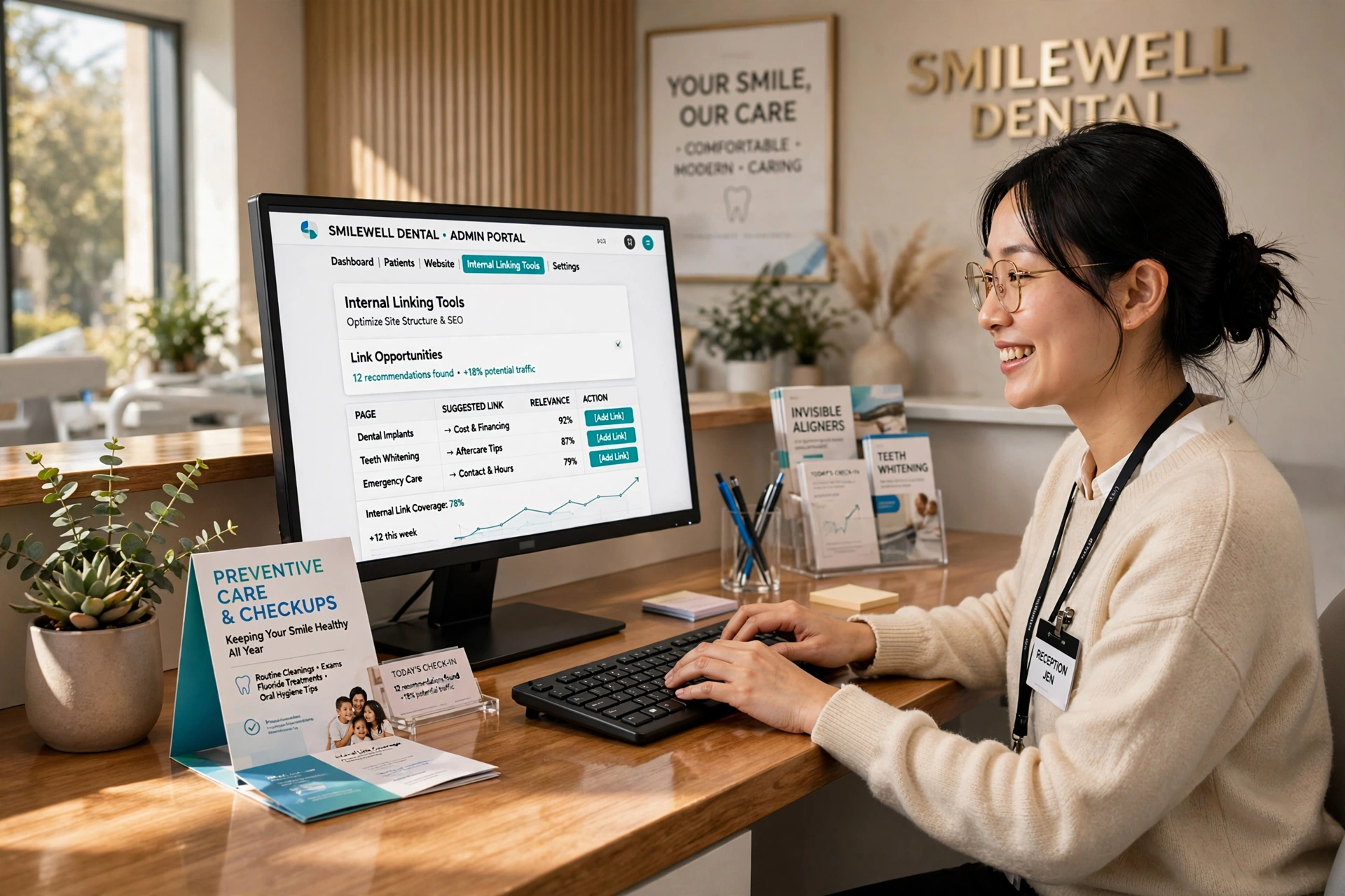 business technology office internal linking automation dental clinics