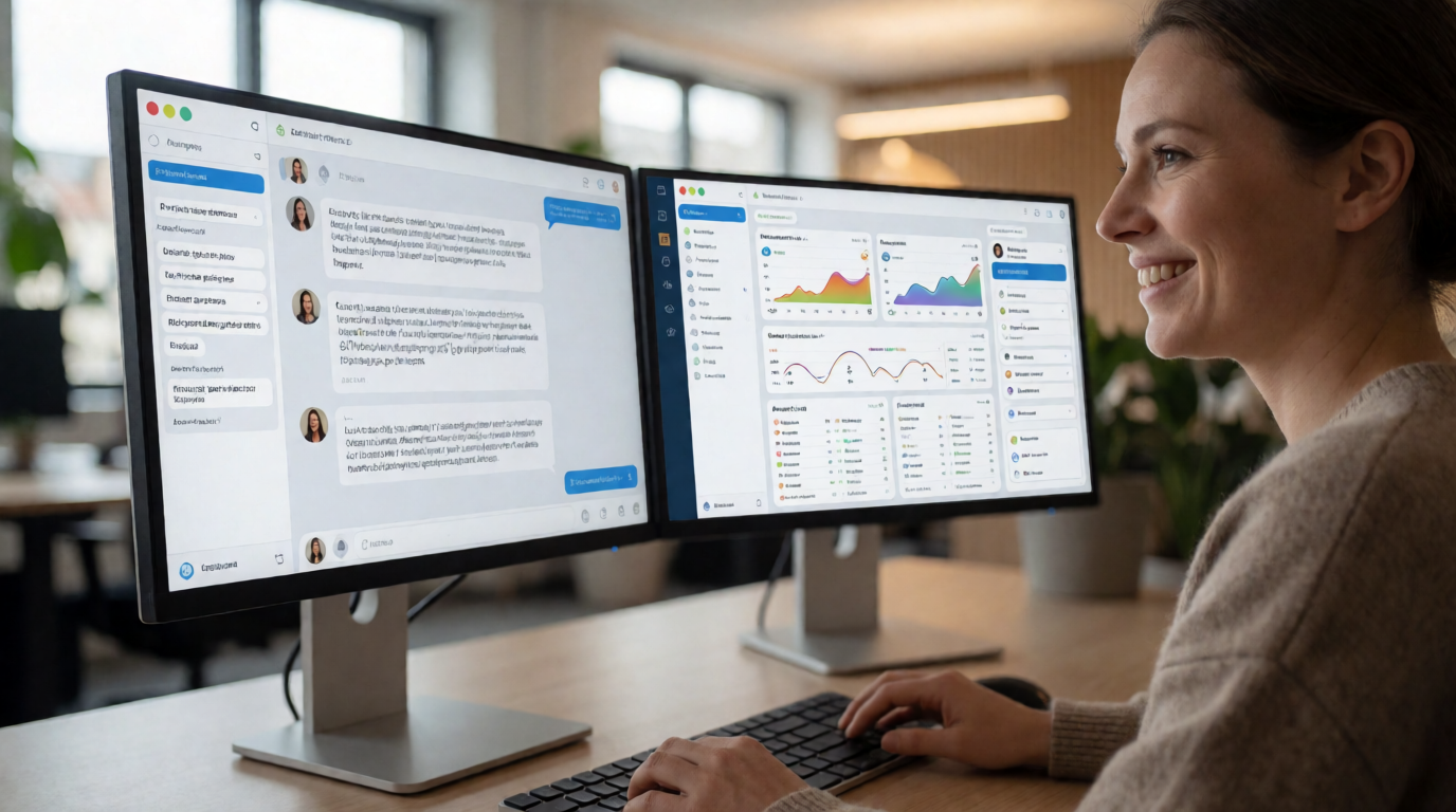 business technology office live chat ai crm integration