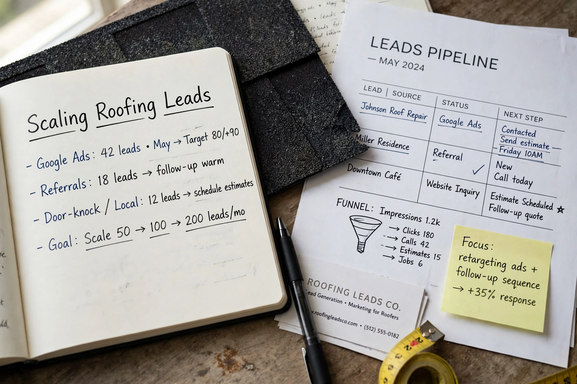 business technology office scaling roofing leads