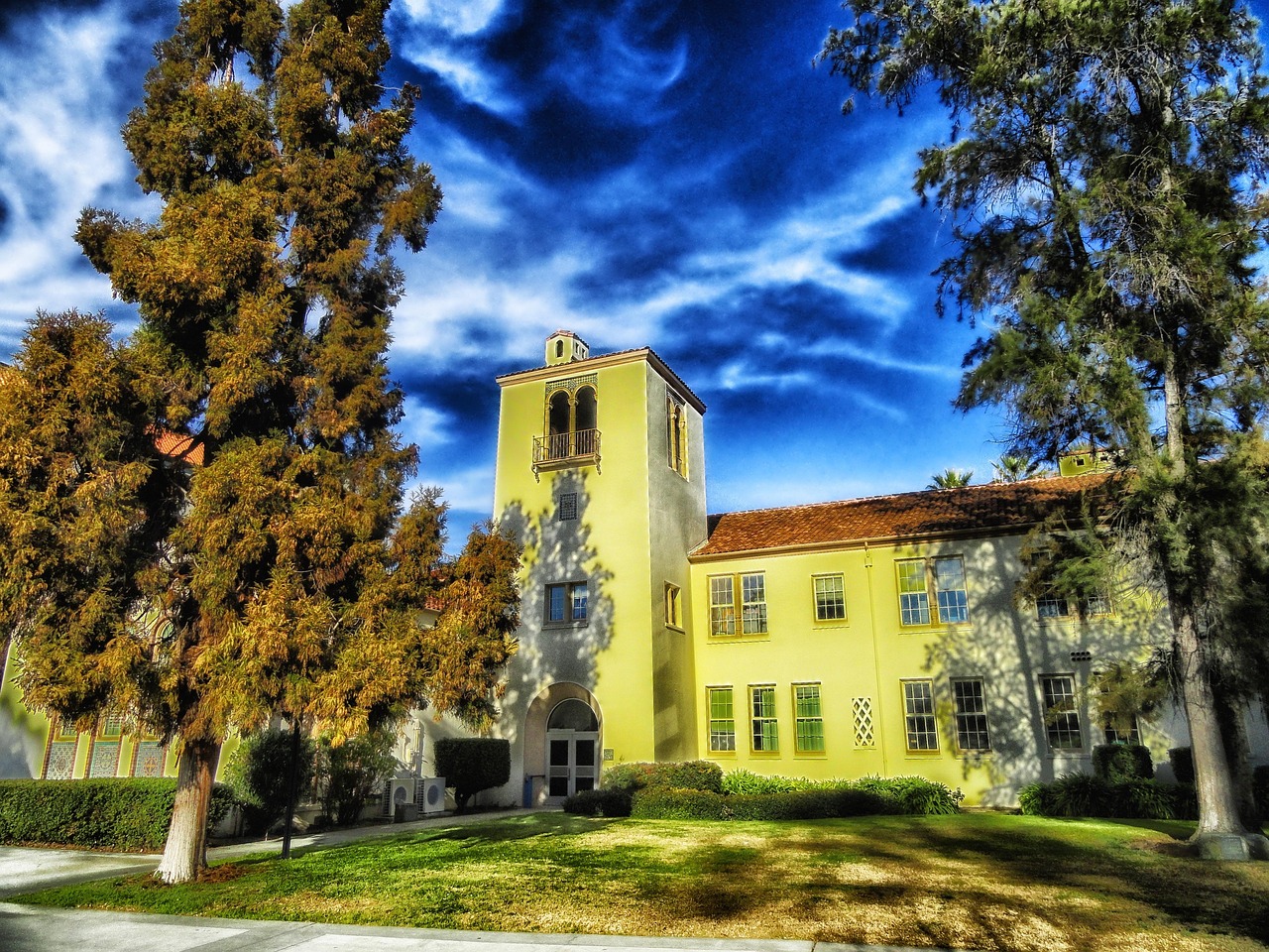 san jose state university, california, nature, classroom building, architecture, education, trees, hdr, outside, campus