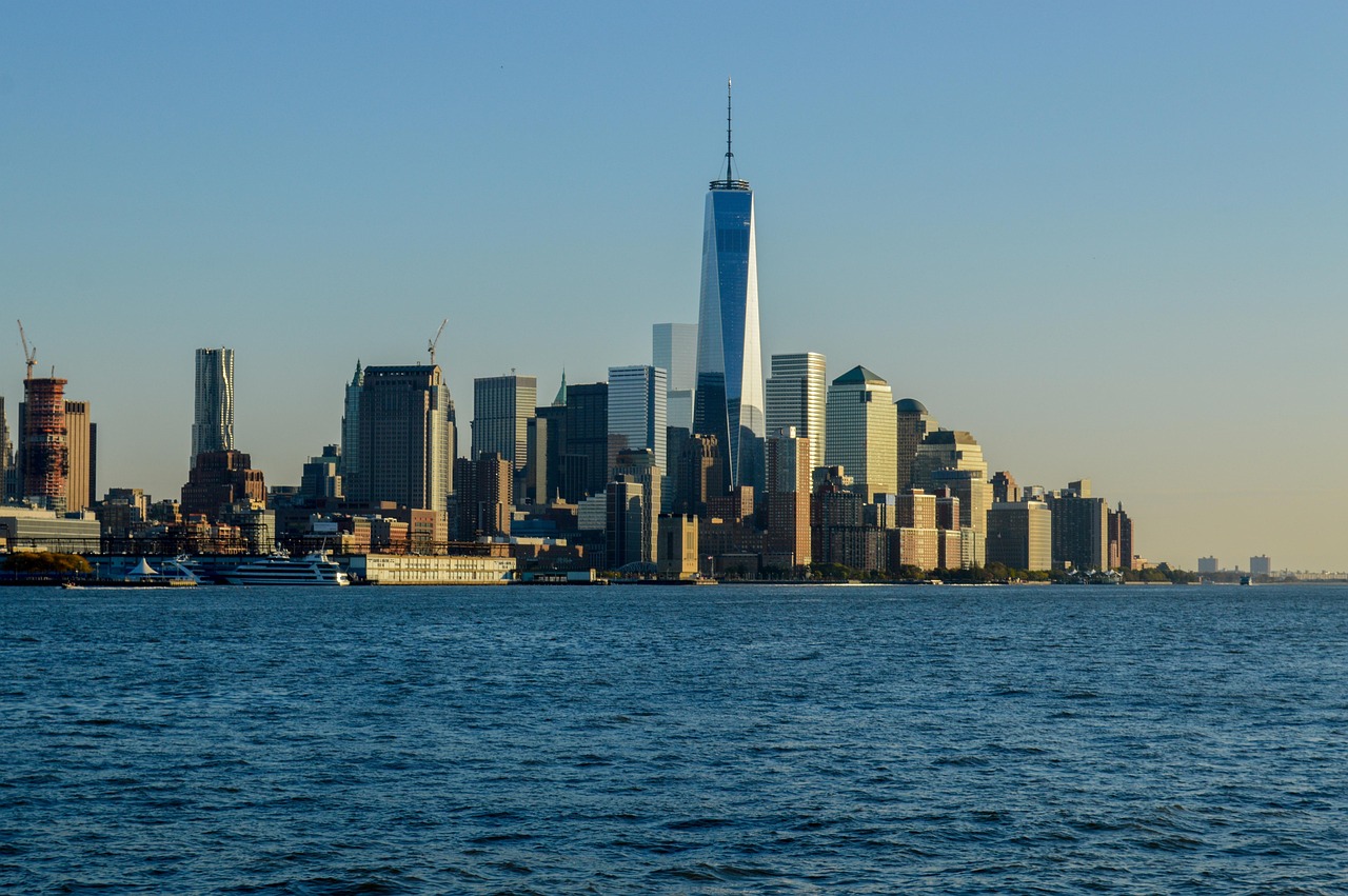 new york, new york city, ny, nyc, big city, city, nature, york, skyline, skyscraper, one world trade center, water, skyscaper, new, america, tourists, tourist attraction, excursion, building