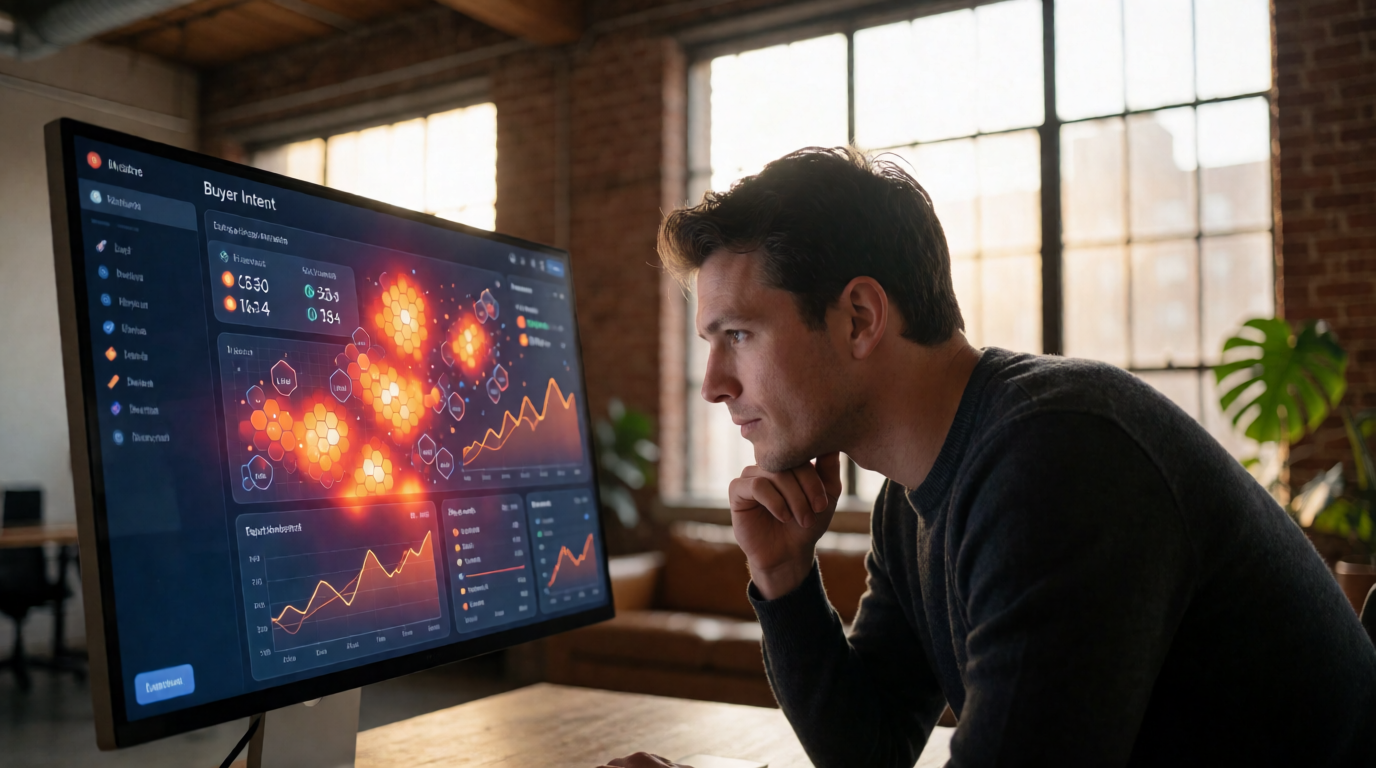 Painel de inteligência de intenção de compra em tempo real mostrando leads de Minneapolis
