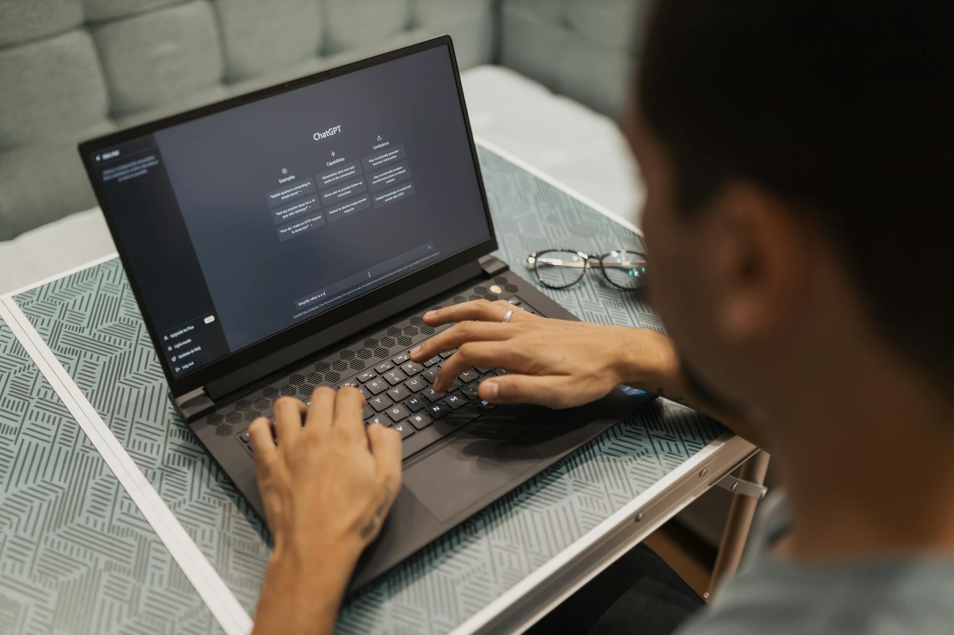 Ecommerce shopper analyzing product page on laptop