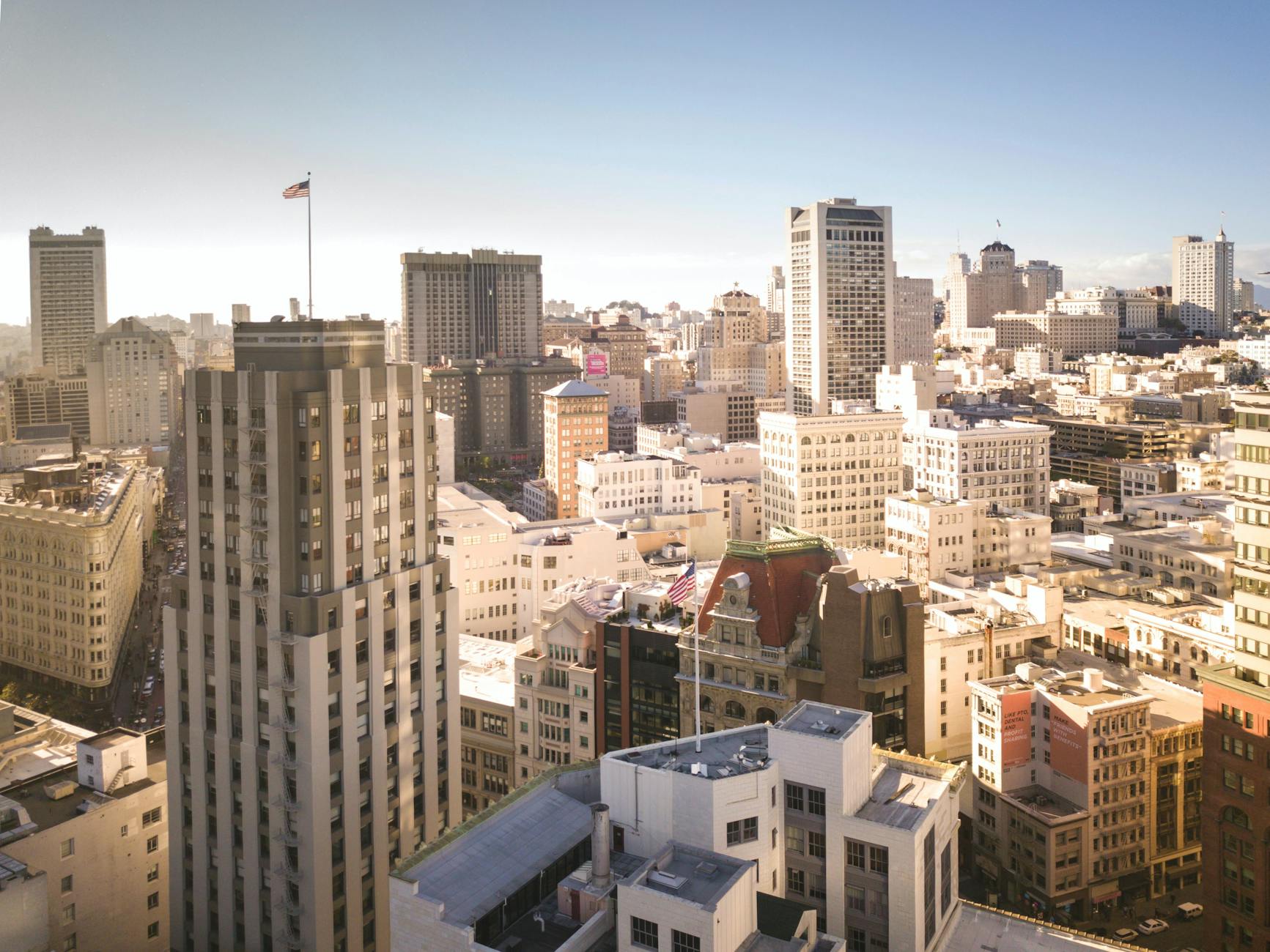 San Francisco skyline with tech office building