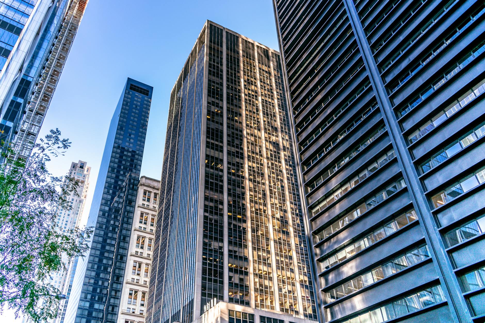New York City skyline with modern office buildings