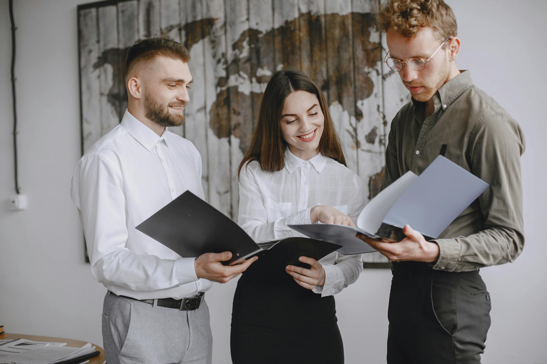 Modern office team reviewing digital intake forms