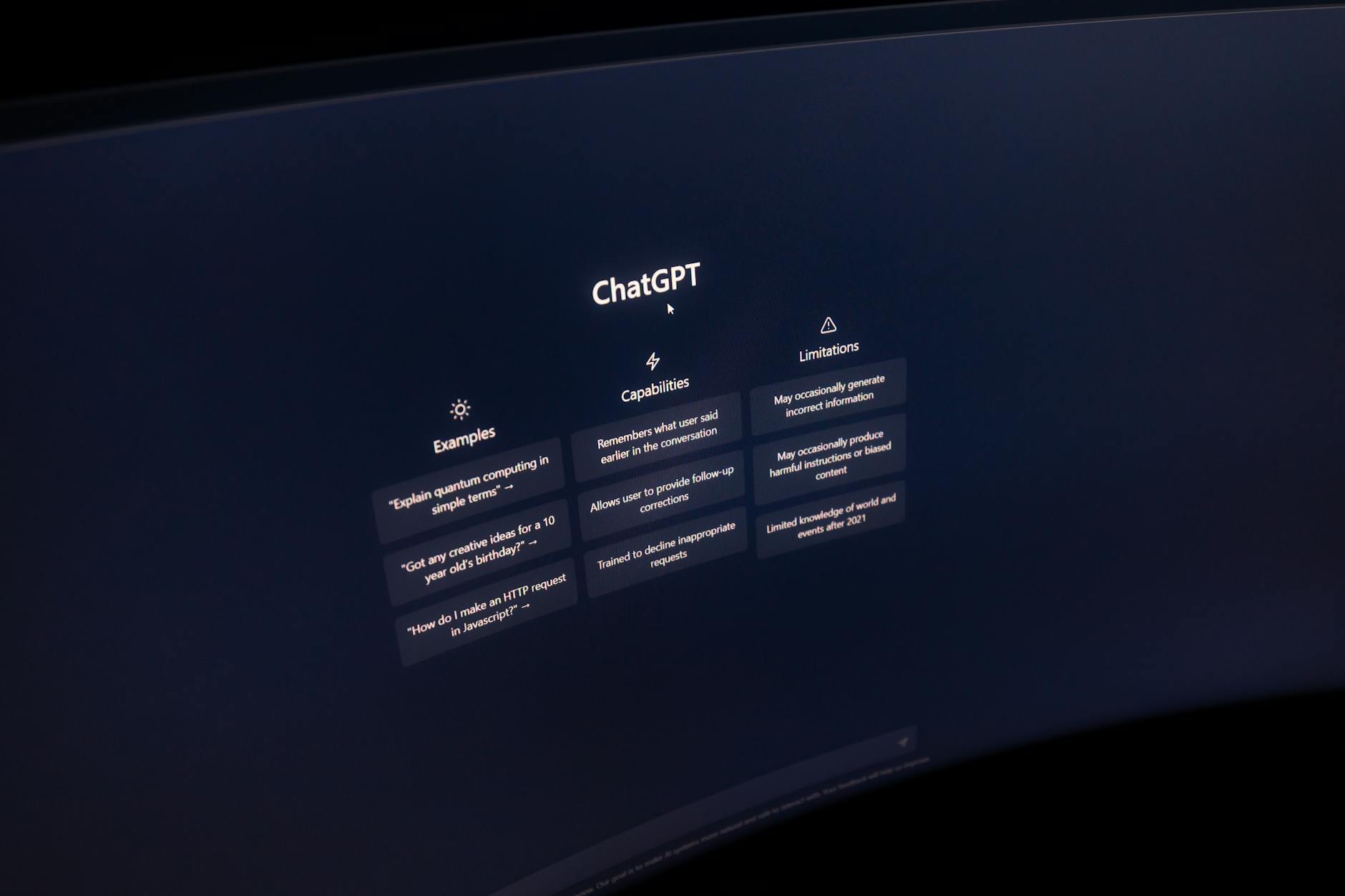 AI chatbot interface on laptop screen