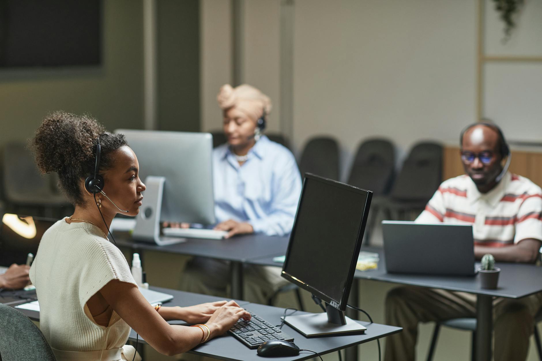 Sacramento office workers handling customer service