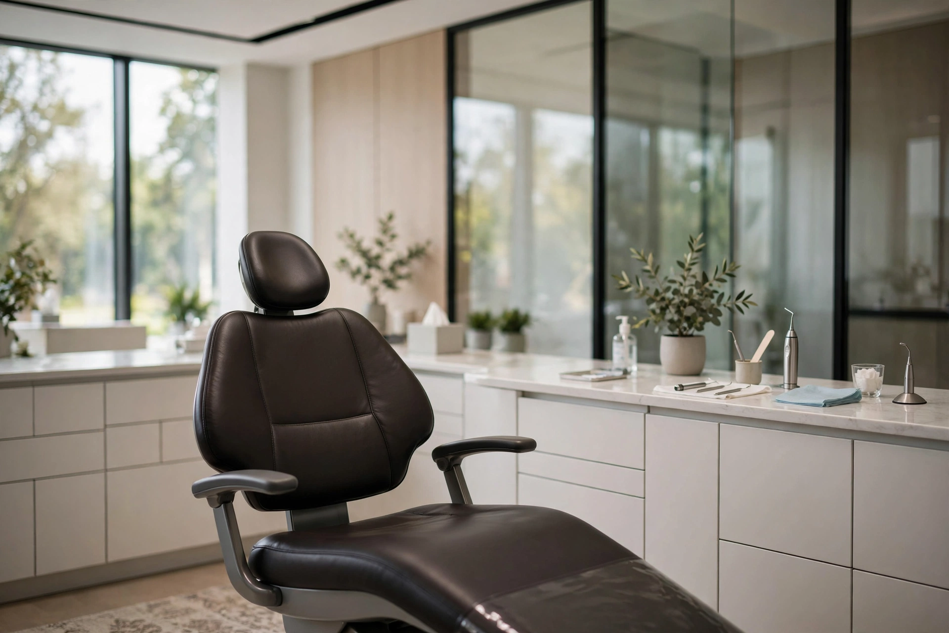High-end modern dental clinic interior showing professional environment