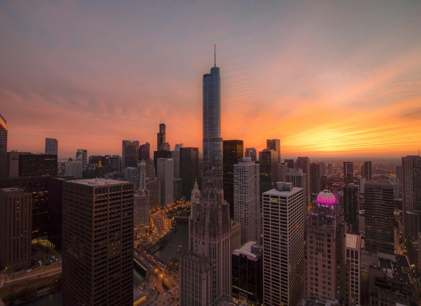 Chicago skyline during business meeting
