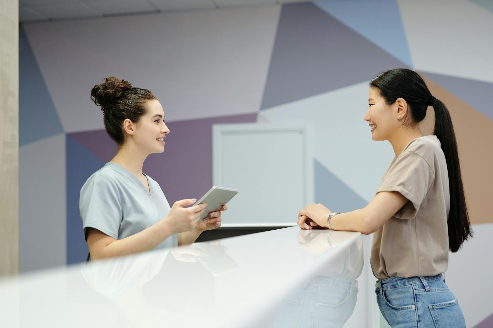 Modern reception desk in Silicon Valley office