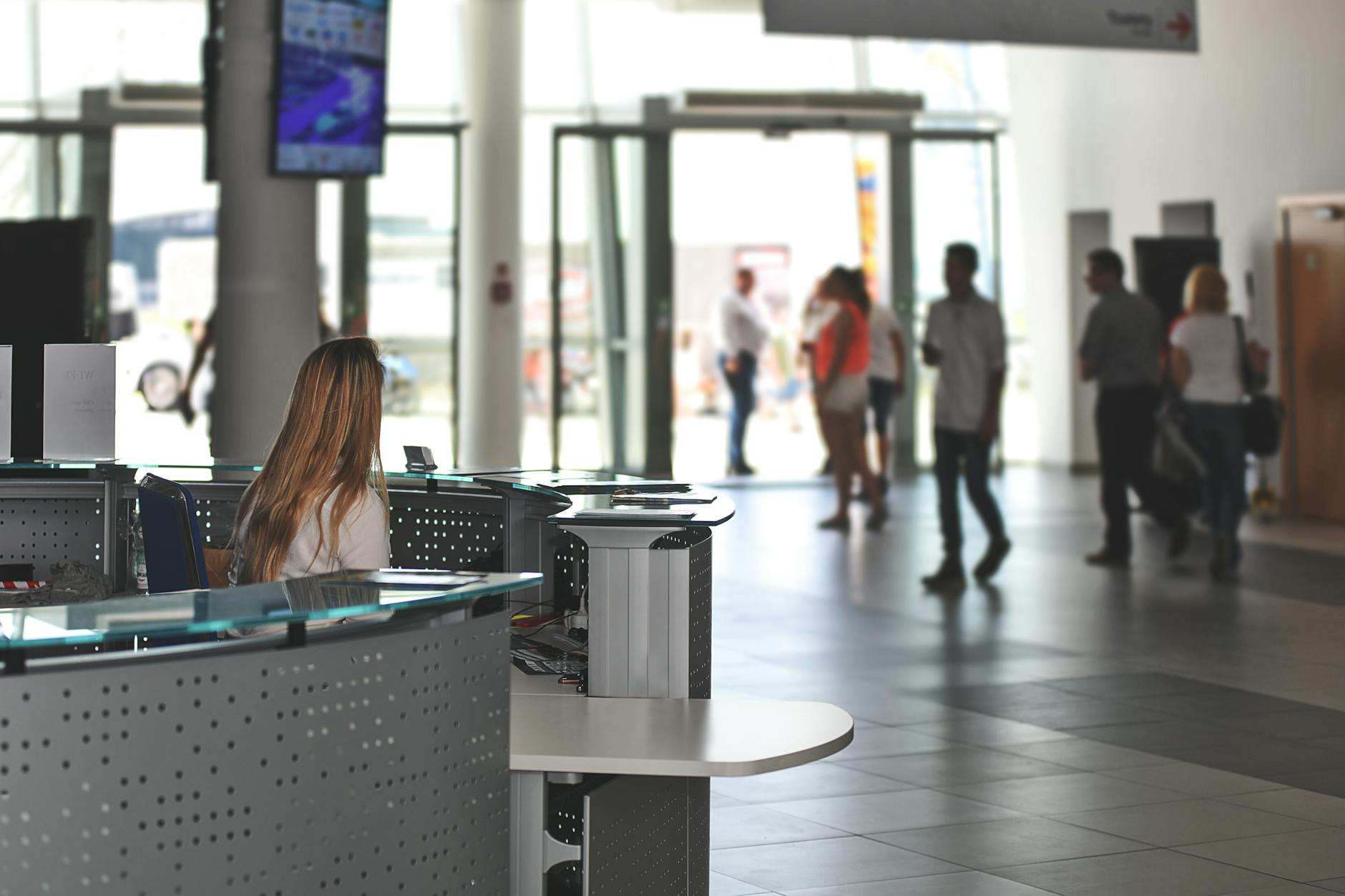 Modern receptionist desk in Omaha office
