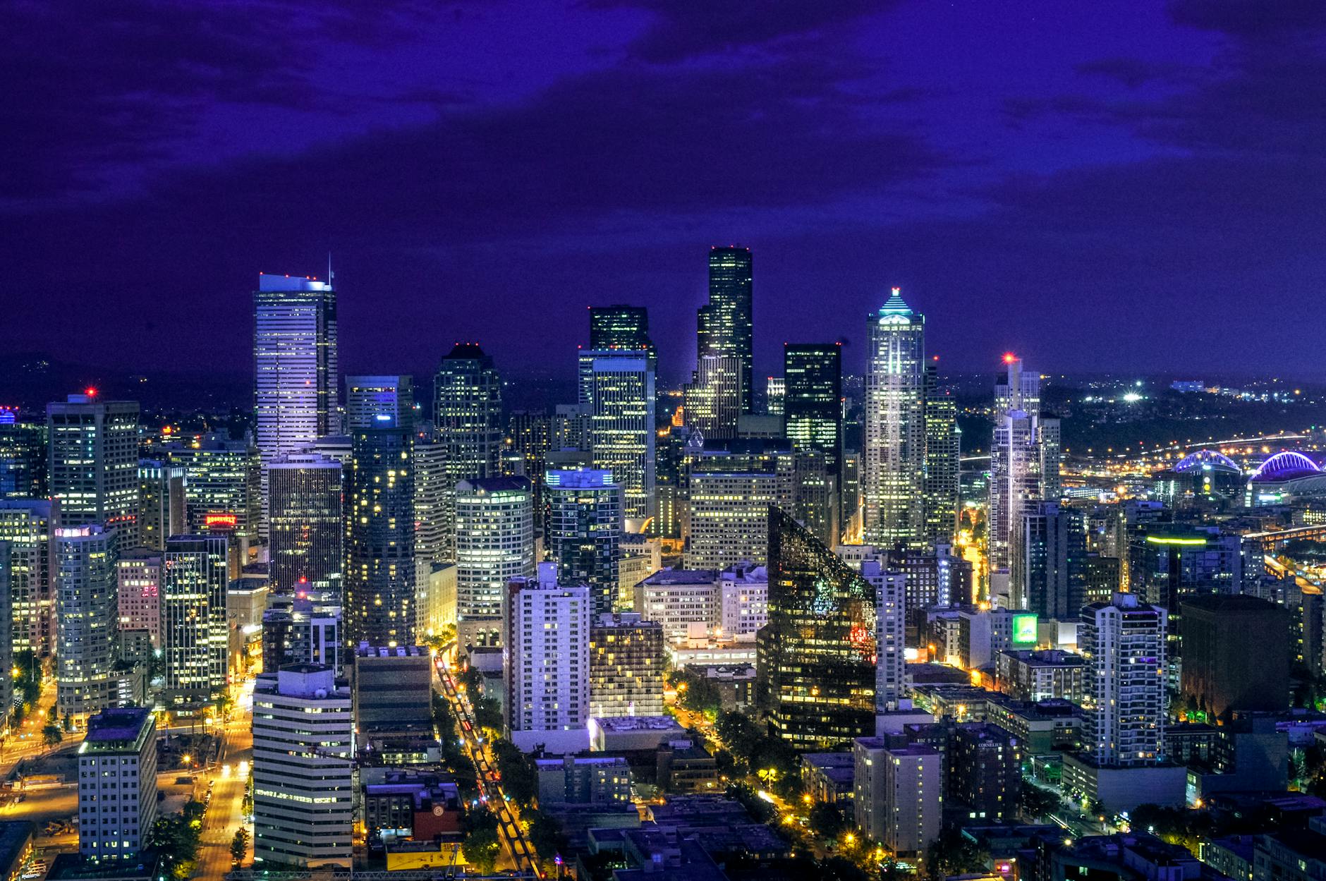 Seattle skyline overlaid with sales pipeline dashboard