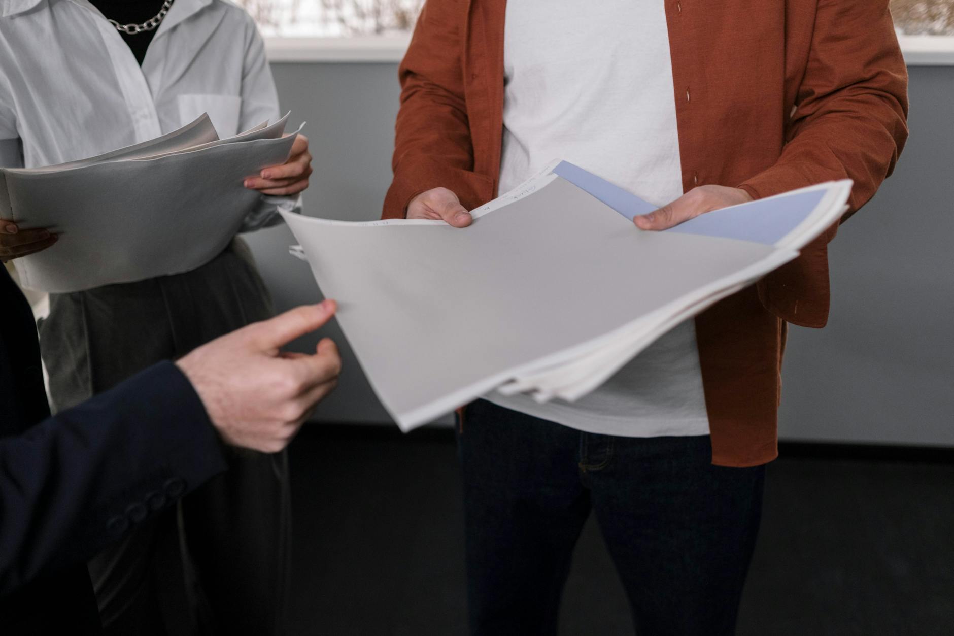 Business team reviewing RFP procurement documents
