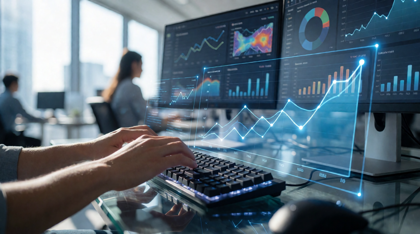 AI algorithm processing real-time sales data visualization