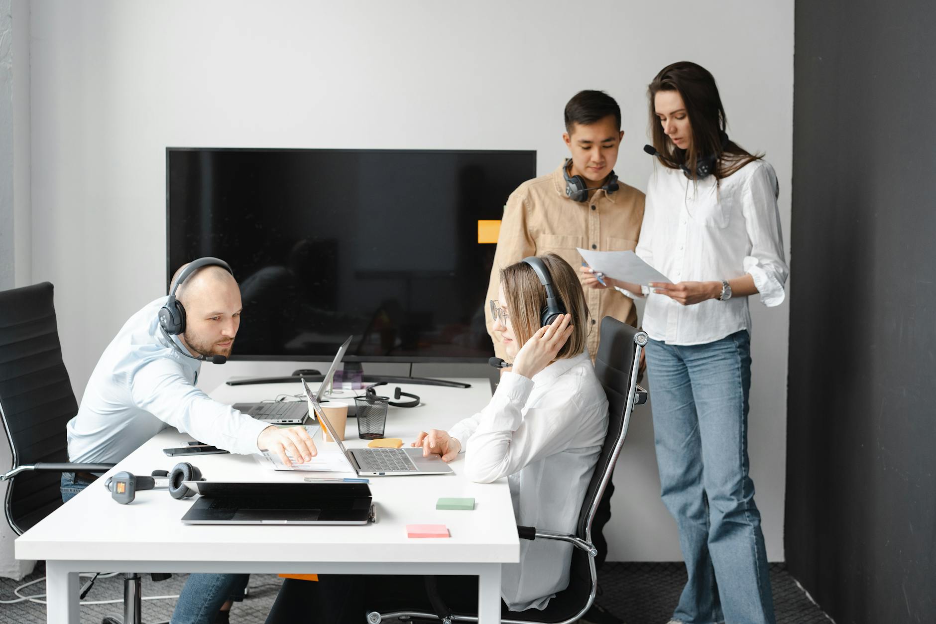 Sales and marketing team discussing AI setup strategy