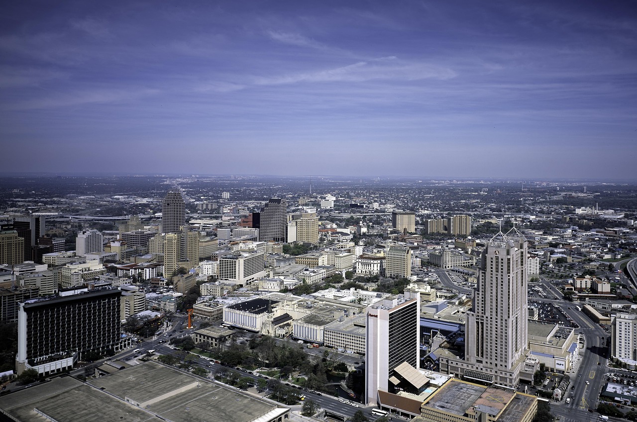 San Antonio skyline with business professionals discussing revenue operations AI