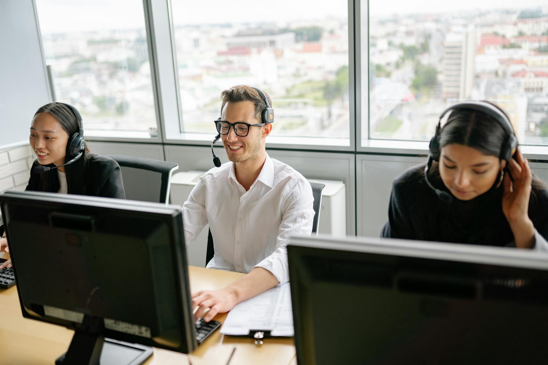 Sales team analyzing AI sales dashboard