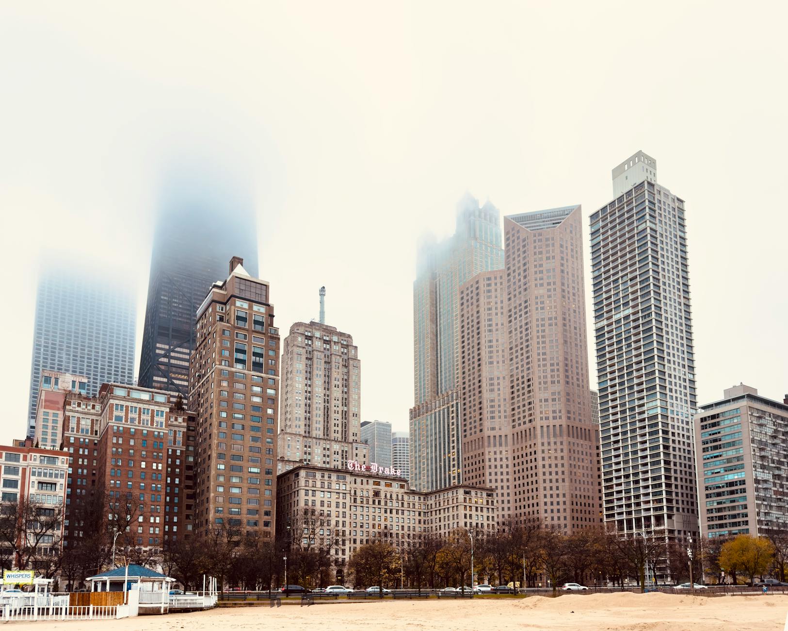 Chicago skyline with business professionals in meeting