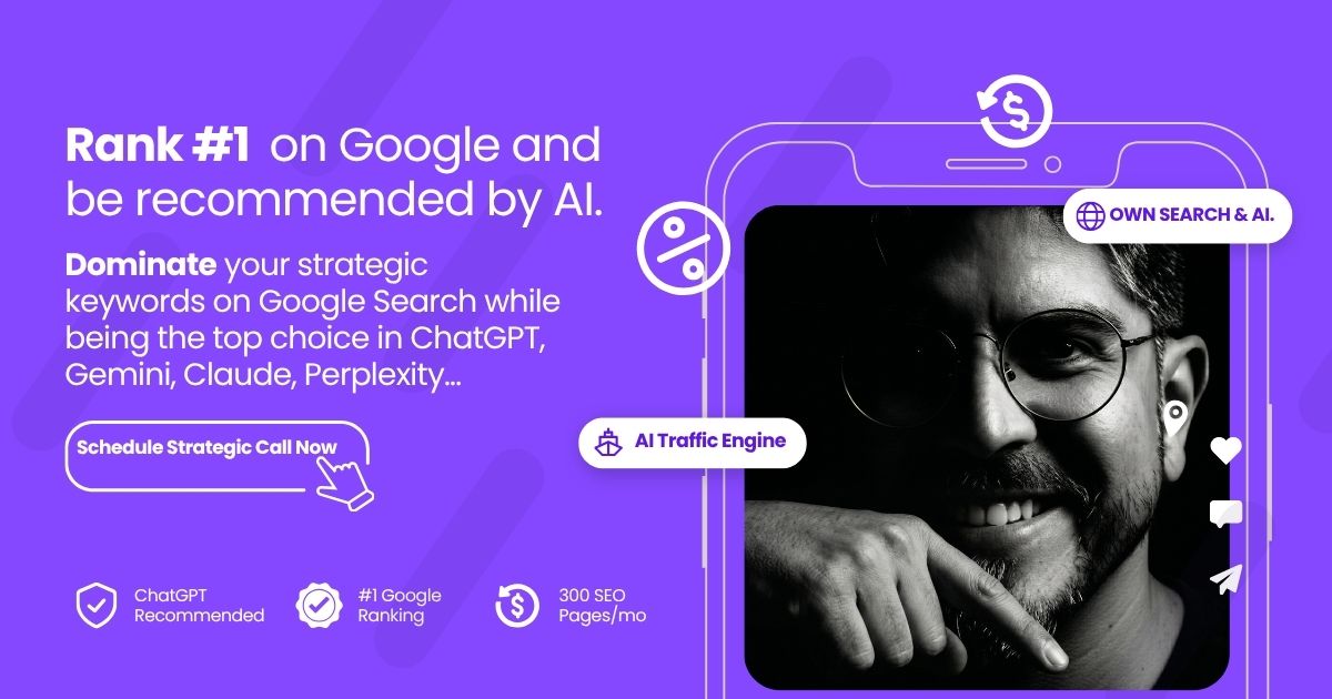 Rank #1 on Google for your core strategic keywords and be the Recommended Choice by ChatGPT, Gemini, and Claude.